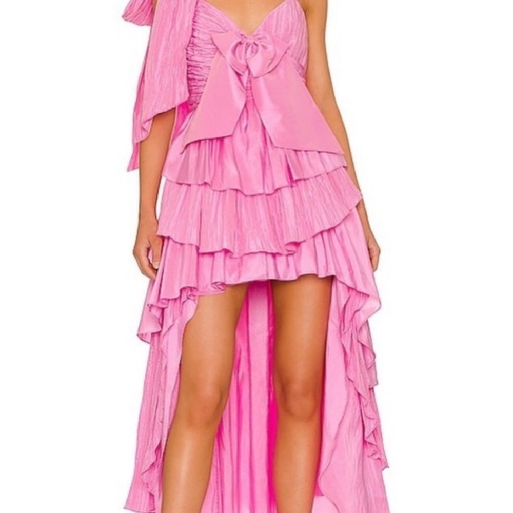 LoveShackFancy Pink High-Low Ruffled Sundress